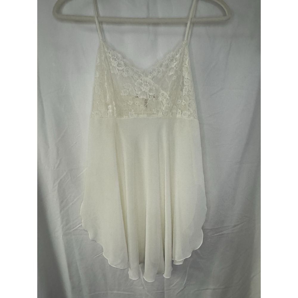 Victoria's Secret White Lace Babydoll Chemise Open‎ Back Satin Bows Bridal Small